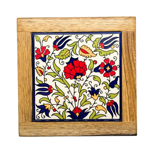 Ceramic and Wood Trivet - Jerusalem Spring