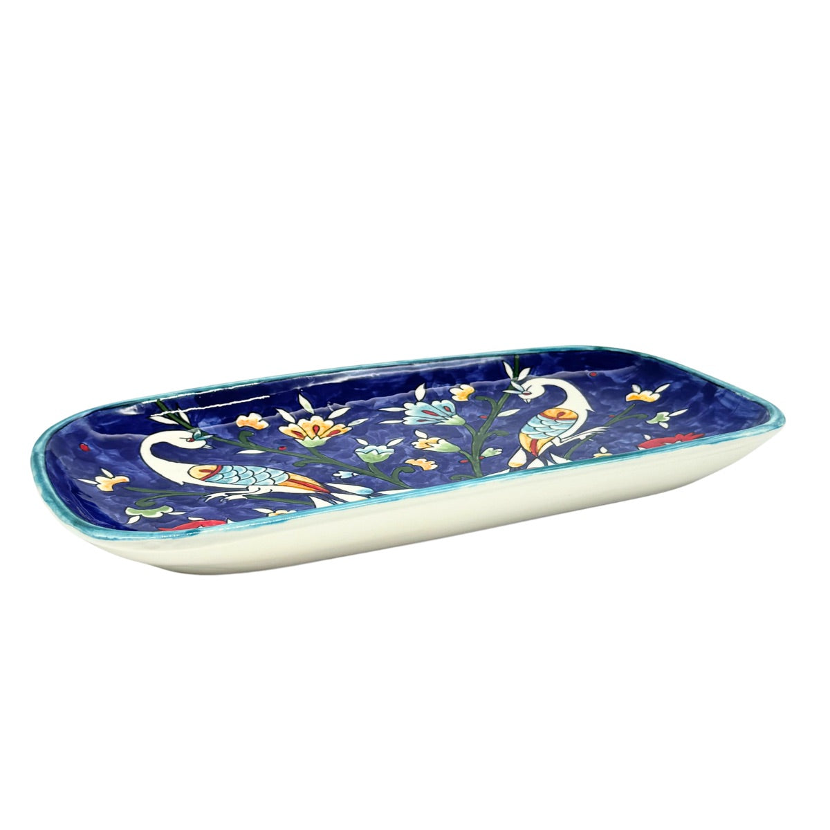 Ceramic Rectangular Serving Plate (13”) - Blue Birds