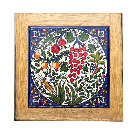 Ceramic and Wood Trivet - Paradise