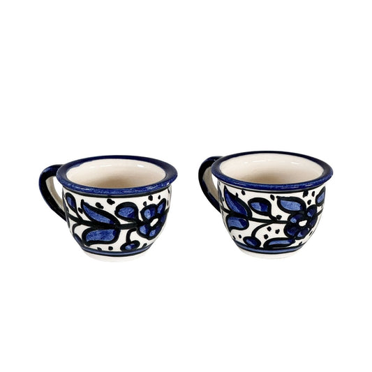 Ceramic Espresso Cups w/Handles - Set of 2 (blue)