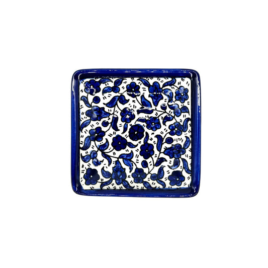 Ceramic Square Dish (4”) - Classic Blue