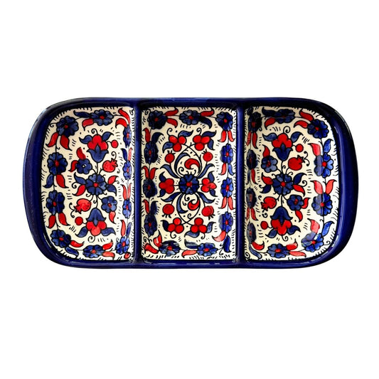 Tri-Split Serving Dish (10”) - Red & Blue