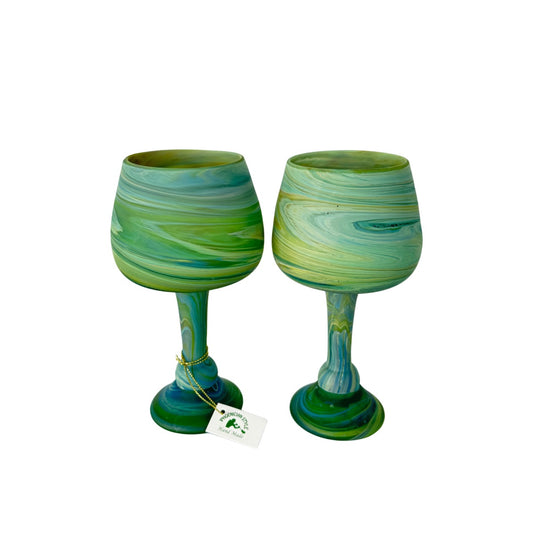 Phoenician Glass Goblets (Set of 2) - Green