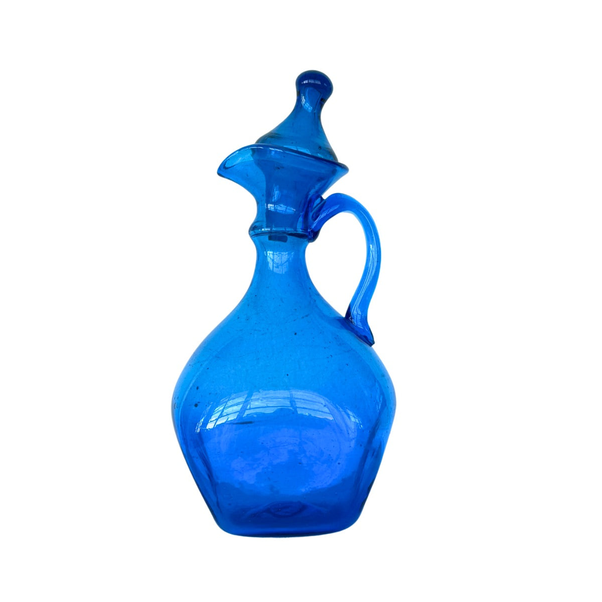 Glass Decanter w/Lid - Blue