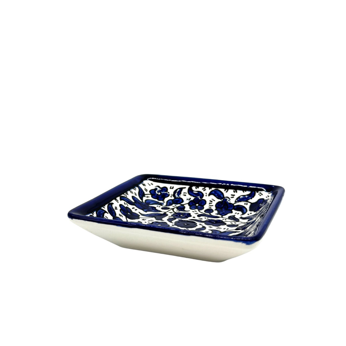 Ceramic Square Dish (4”) - Classic Blue