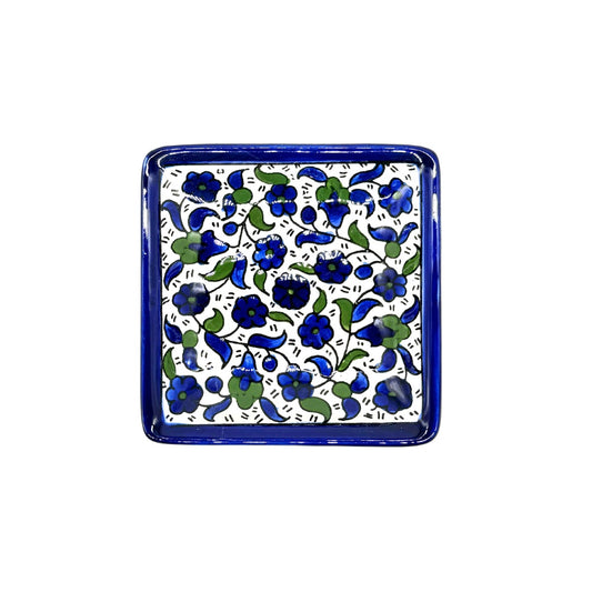 Ceramic Square Dish (4") - Blue & Green