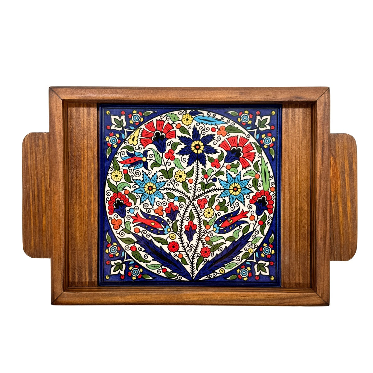 Hand tiled Serving Tray with flower good design