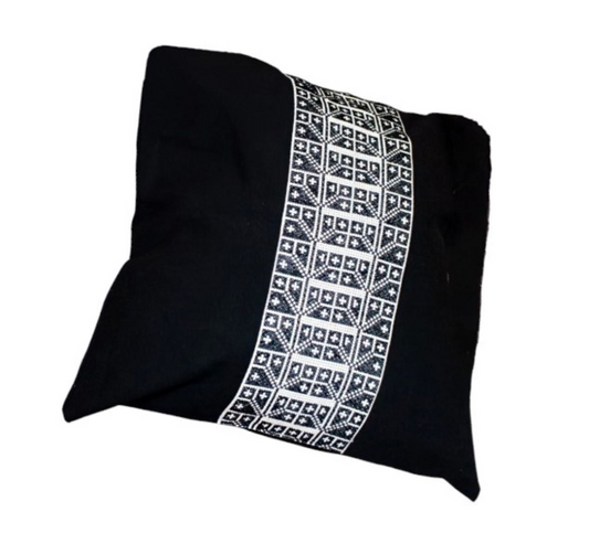 Embroidered Pillow Cover--Carnation Black