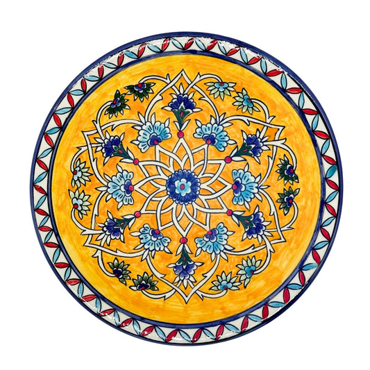 Ceramic Serving Plate (11”) - Yellow, Geo-Floral