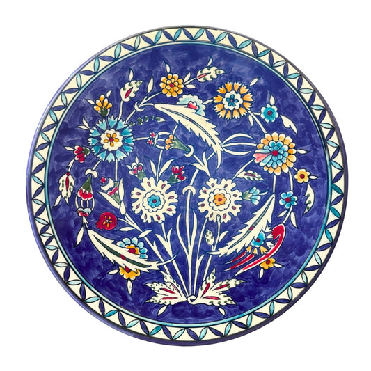 Ceramic Serving Plate (11”) - Dark Blue Floral