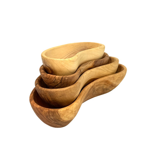 Olive Wood Nesting Dishes - Half Moon, Set of 4