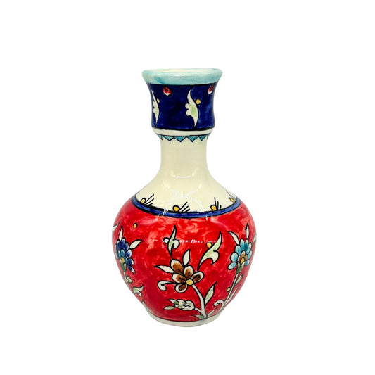 Ceramic Vase (7.5”)- Red Floral