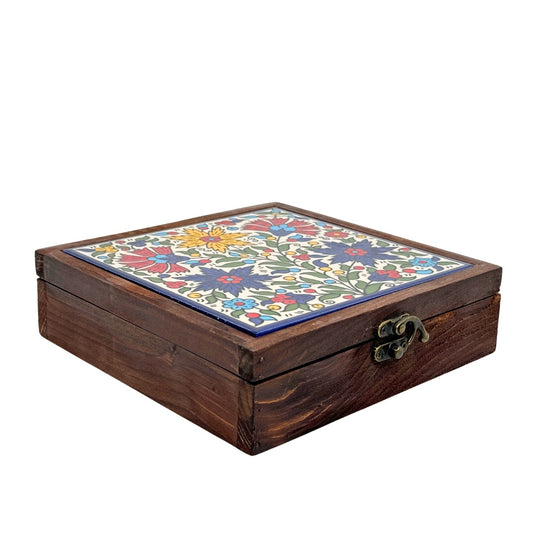 Wood & Ceramic Tile Box - Teta's Garden