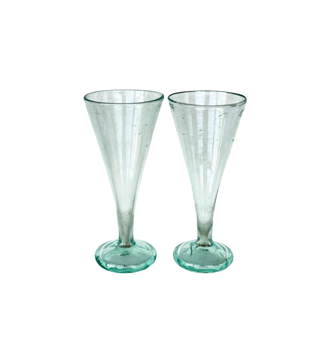 Glass Fluted Stemware, Set of 2 - Clear