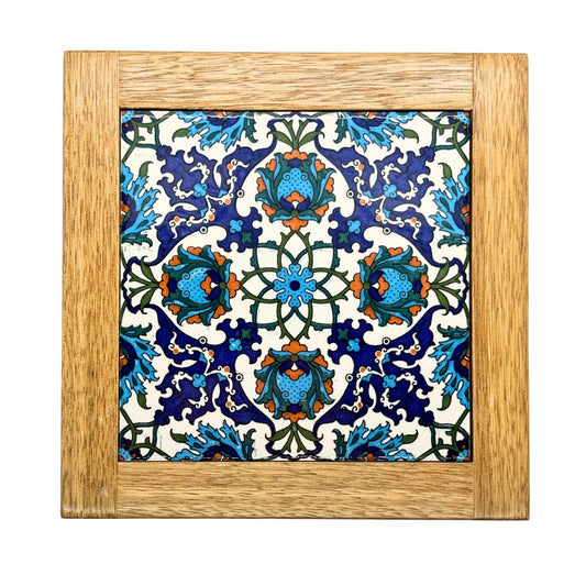 Ceramic and Wood Trivet - Byzantine Bloom