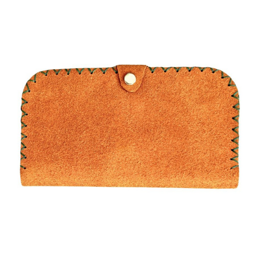 Suede Leather Wallet - Camel