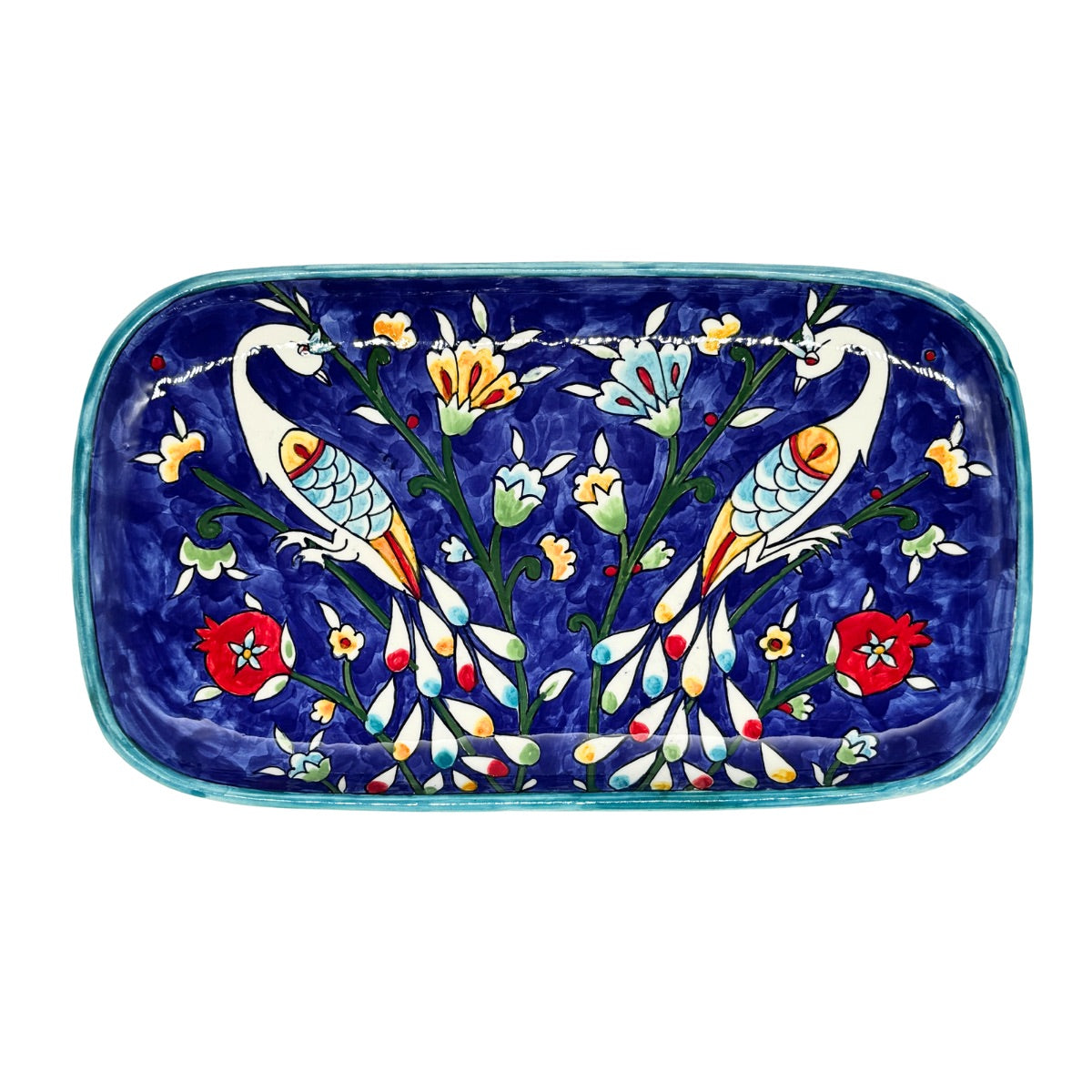 Ceramic Rectangular Serving Plate (13”) - Blue Birds