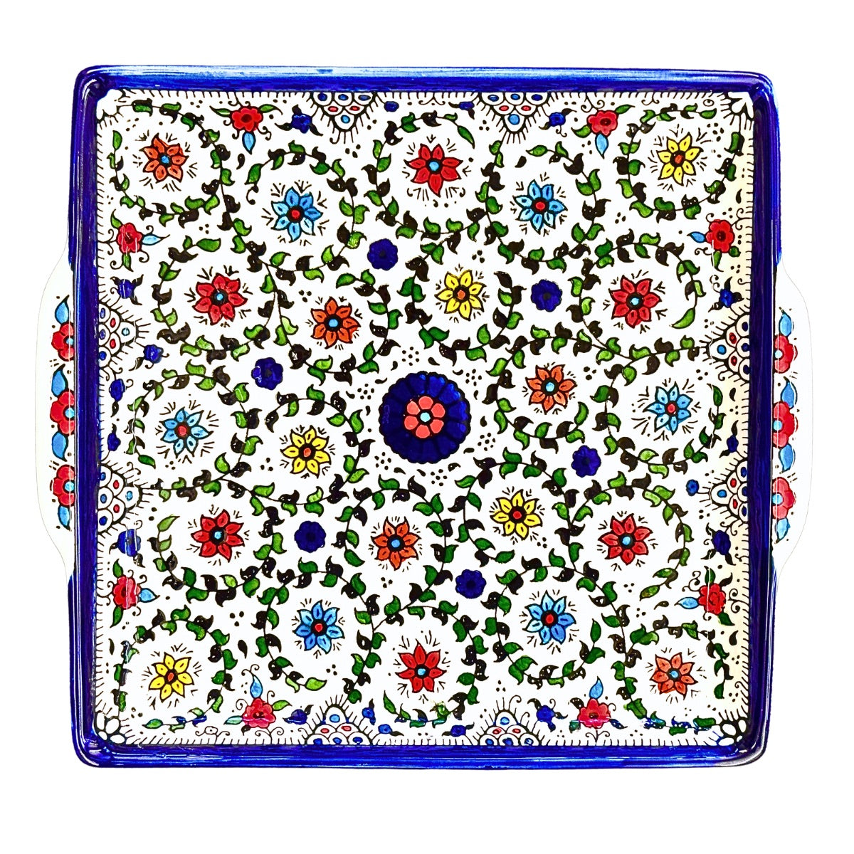 Square Serving Platter (10") - Multicolor Vine