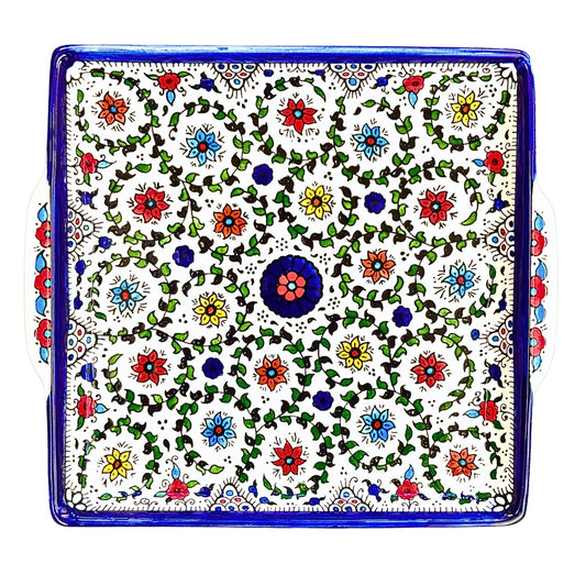 Square Serving Platter (10") - Multicolor Vine