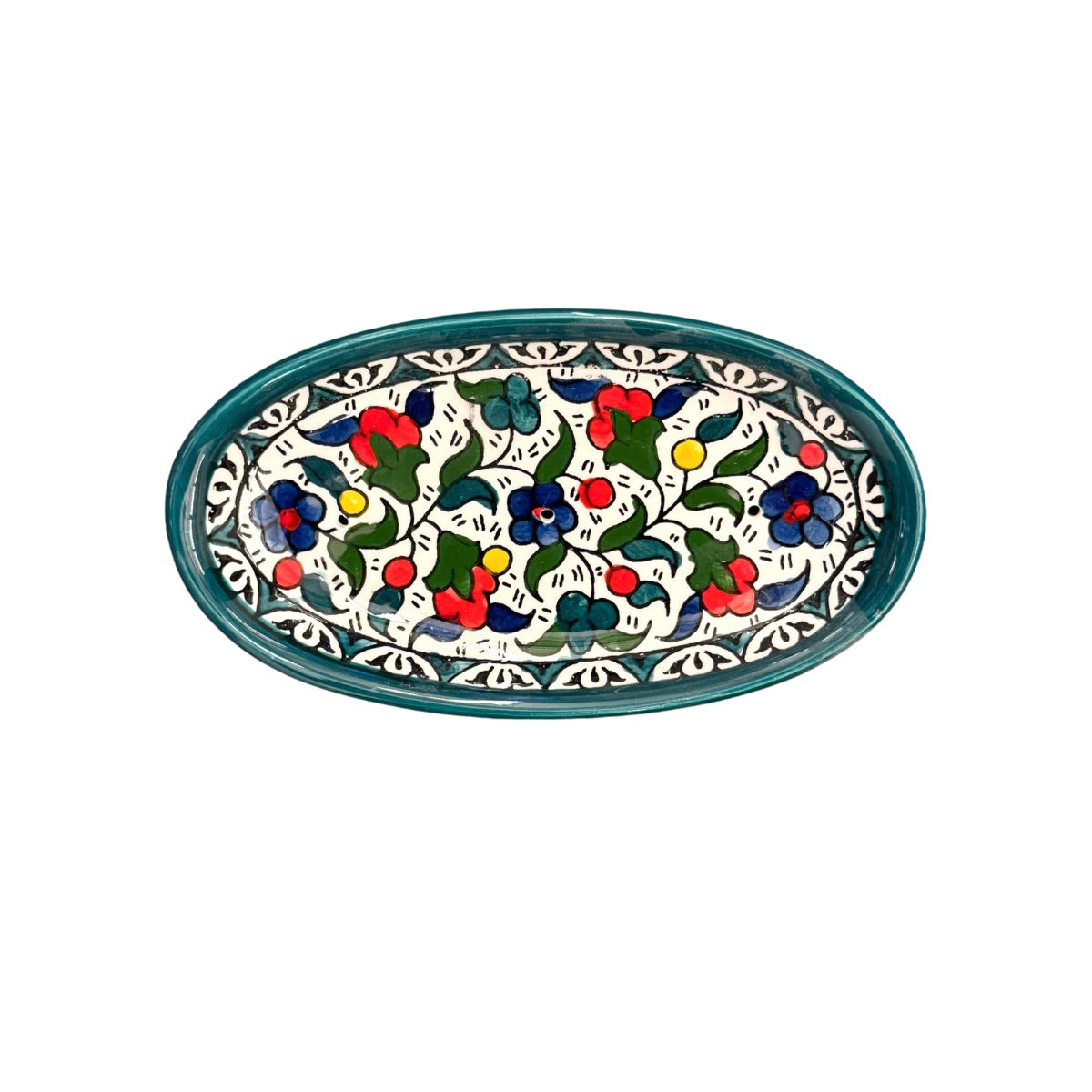 Ceramic Soap Dish (7”) - Multicolor Teal