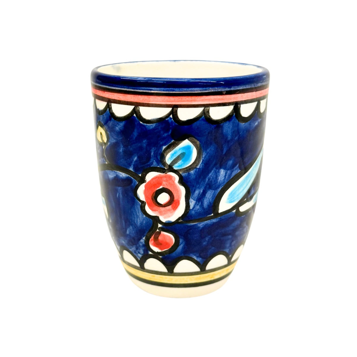 Ceramic Mug (w/o handles) - Dark Blue/Poppy