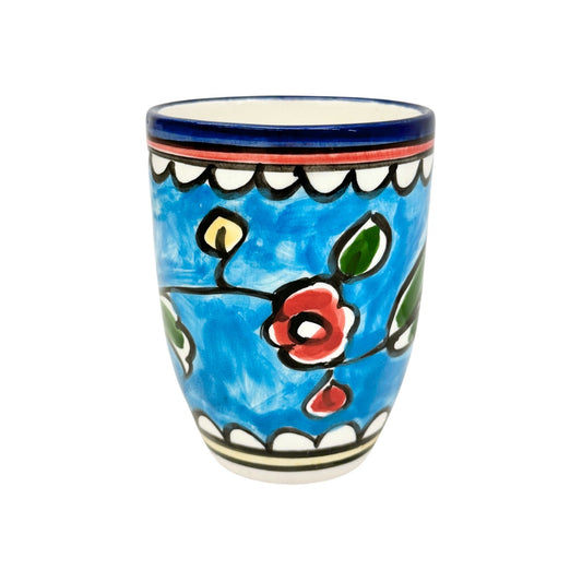 Ceramic Mug (w/o handles) - Sky Blue/Poppy