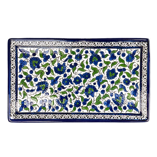 Ceramic Rectangular Platter (12.5") - Blue & Green