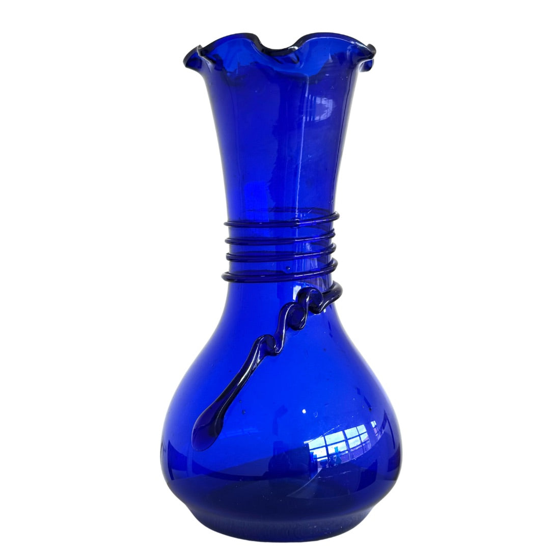 Hebron Glass Vase - Sapphire Swirl