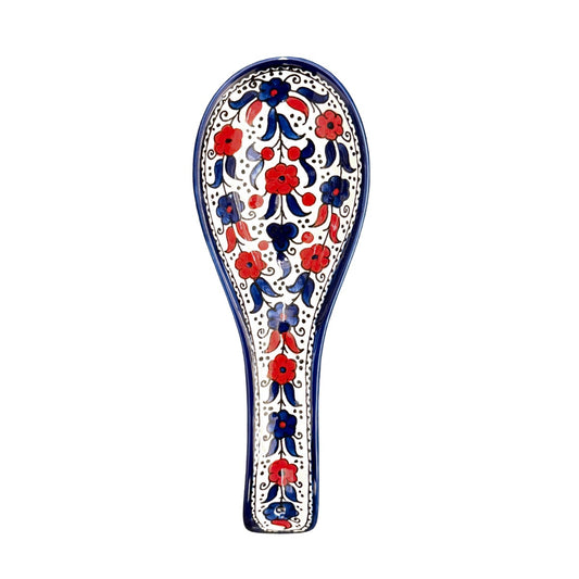 Ceramic Spoon Rest - Blue & Red