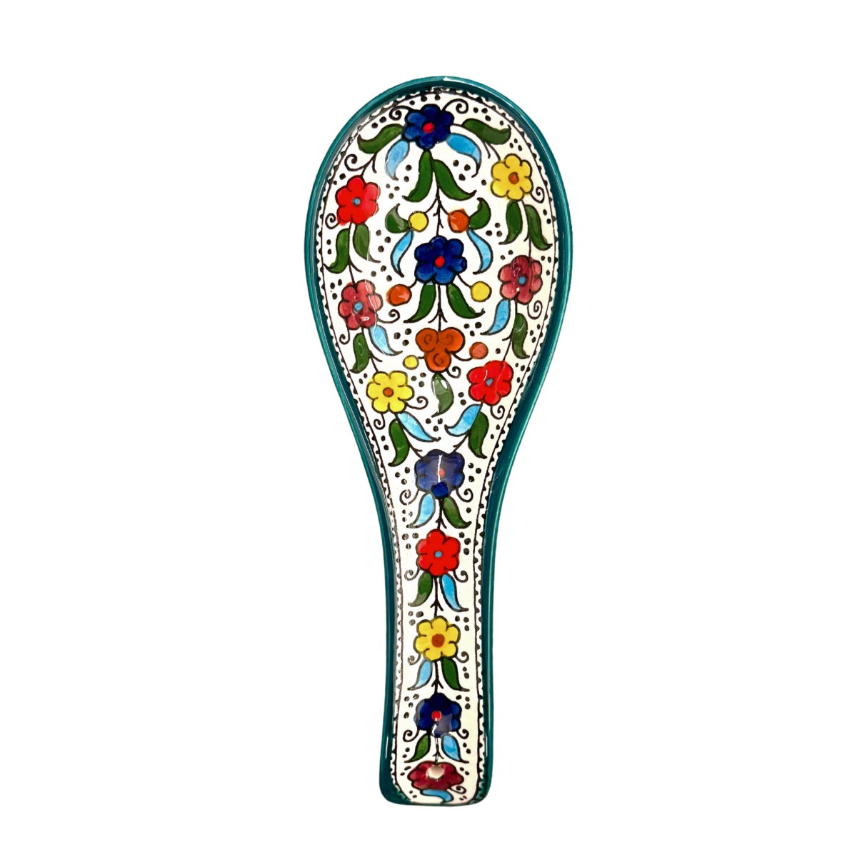 Ceramic Spoon Rest - Teal Multicolor