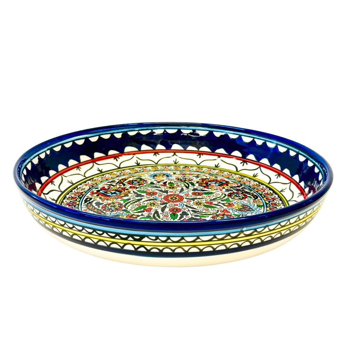 Ceramic Shallow Serving Bowl (13”) - Arabesque Tulip