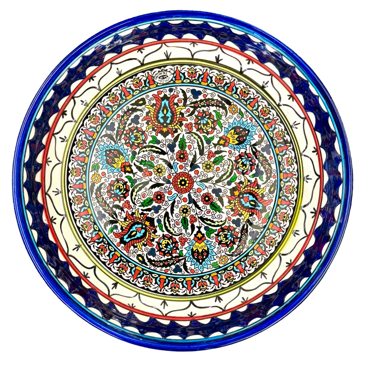 Ceramic Shallow Serving Bowl (13”) - Arabesque Tulip