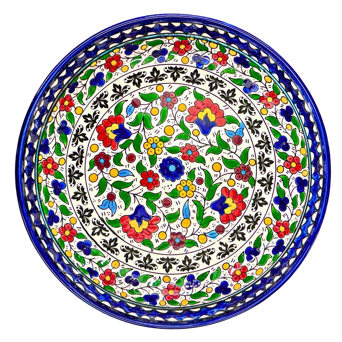 Ceramic Shallow Serving Bowl (13”) - Multicolor