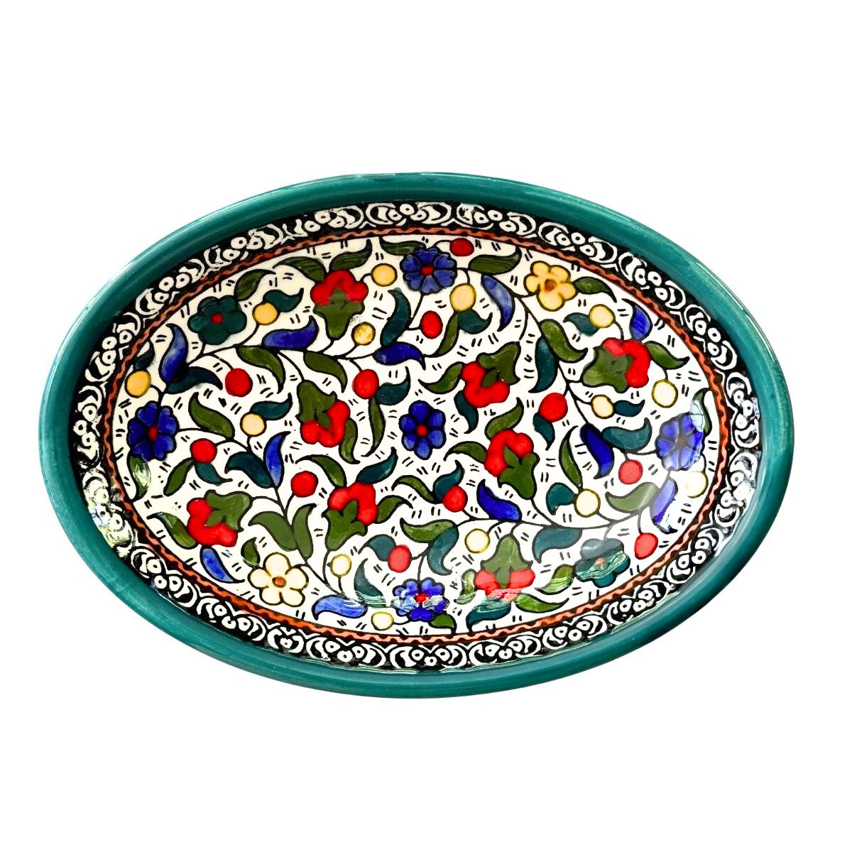 Ceramic Oval Dish  (12”) - Teal Multicolor