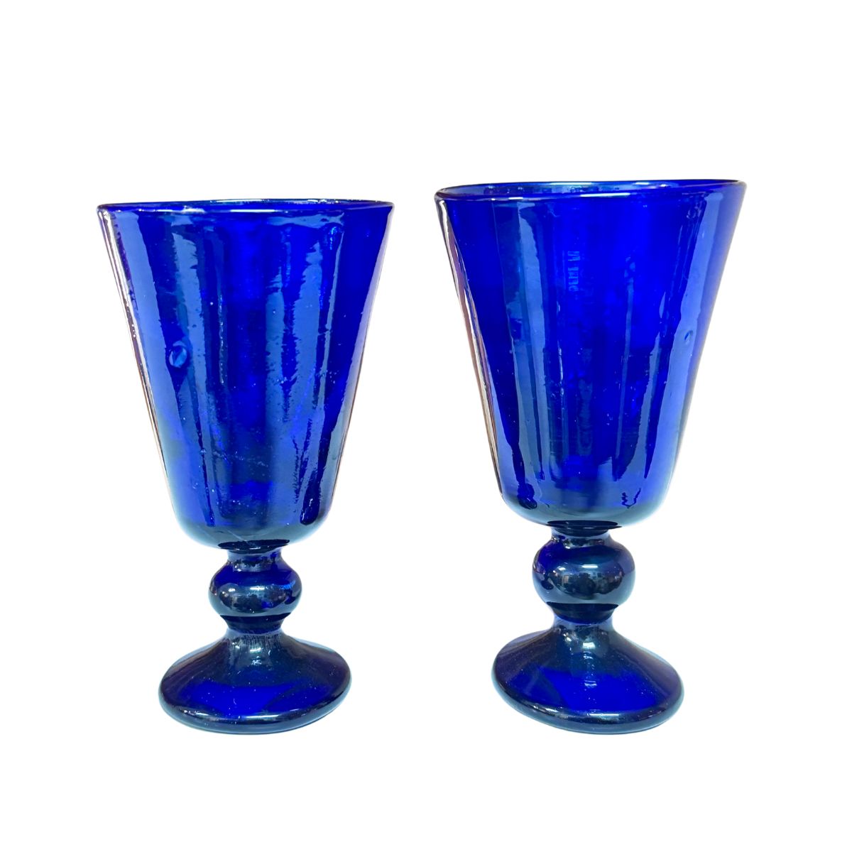 Fluted Glass Stemware, Set of 2 - Sapphire