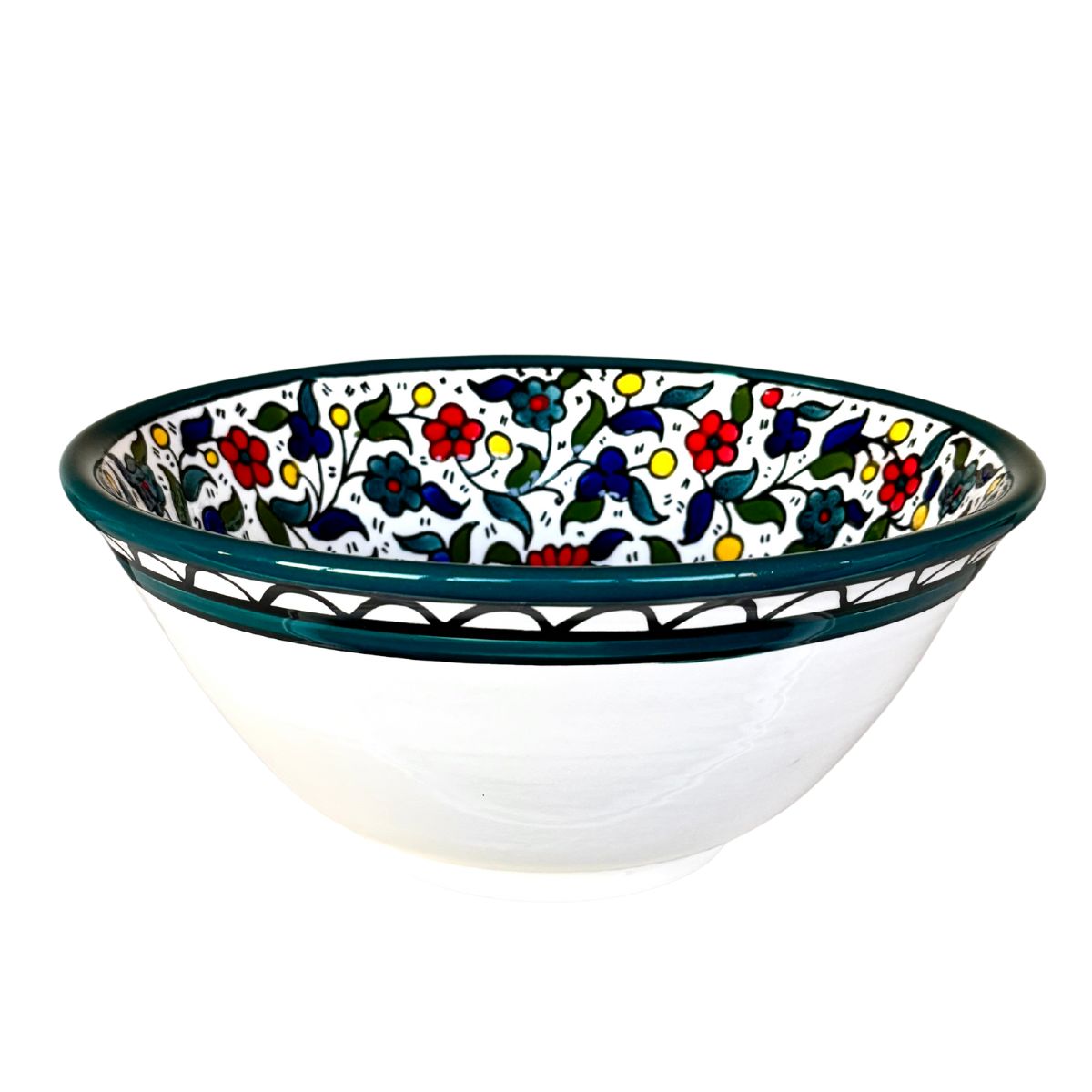 Ceramic Serving Bowl (9.5") - Teal Multicolor