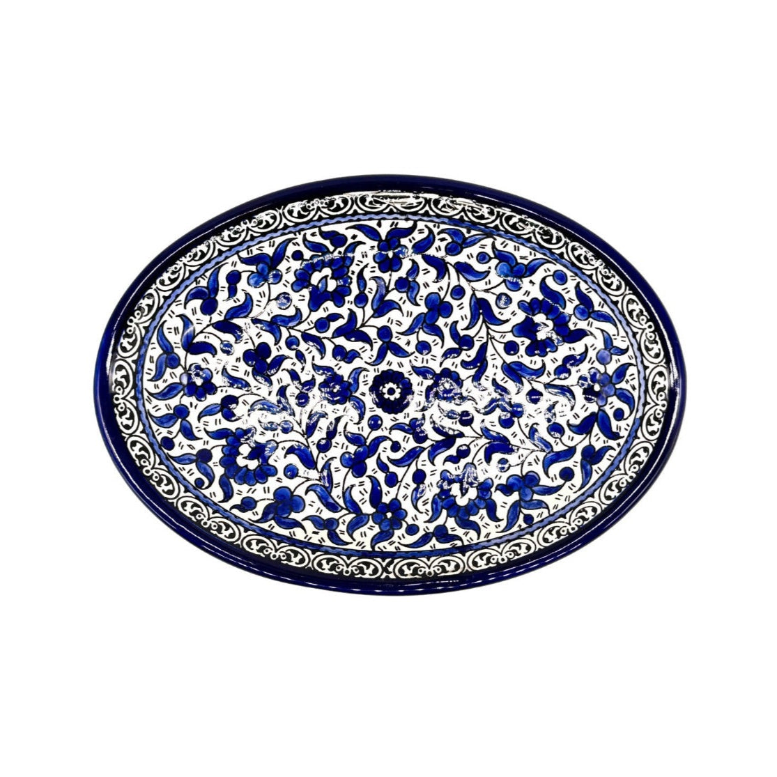 Ceramic Oval Dish (9") - Classic Blue