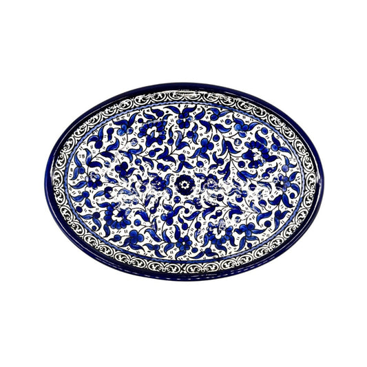 Ceramic Oval Dish (9") - Classic Blue