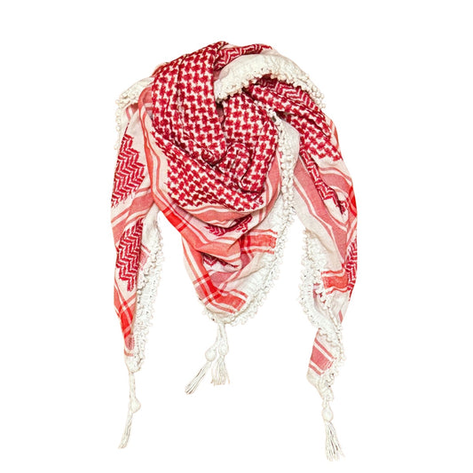 Nablus Keffiyeh - Red & White