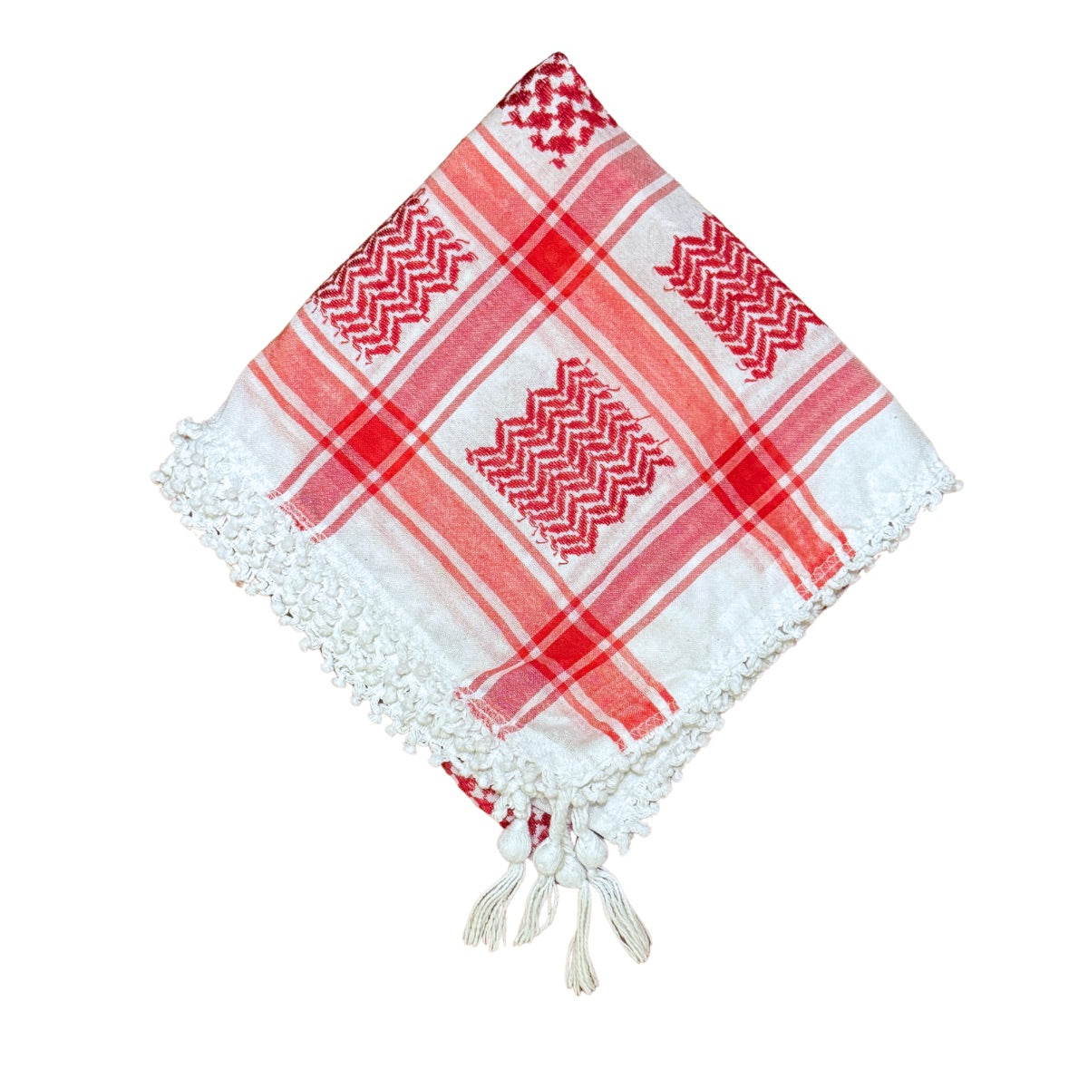 Nablus Keffiyeh - Red & White