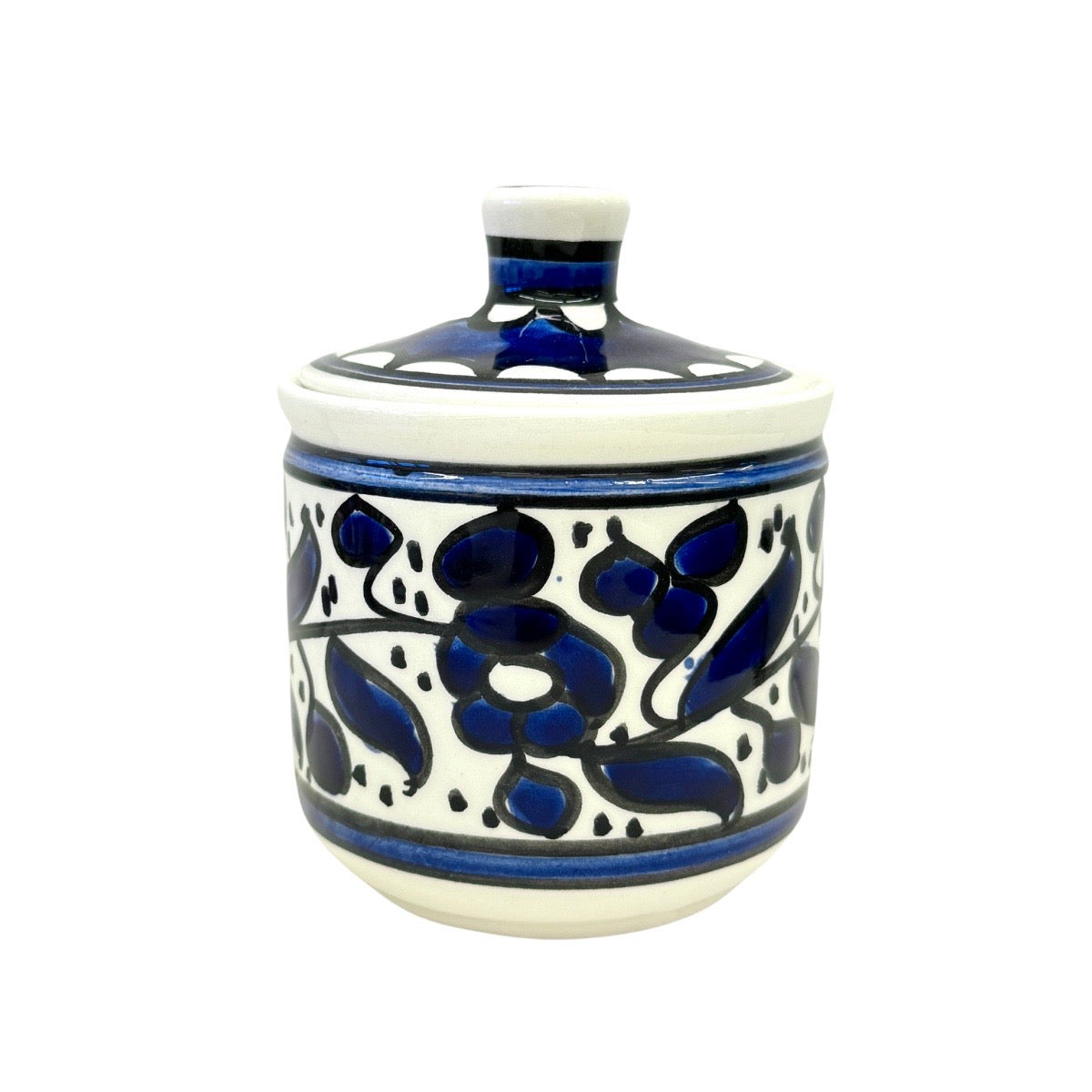 Ceramic Jar w/Lid (4”) - Blue