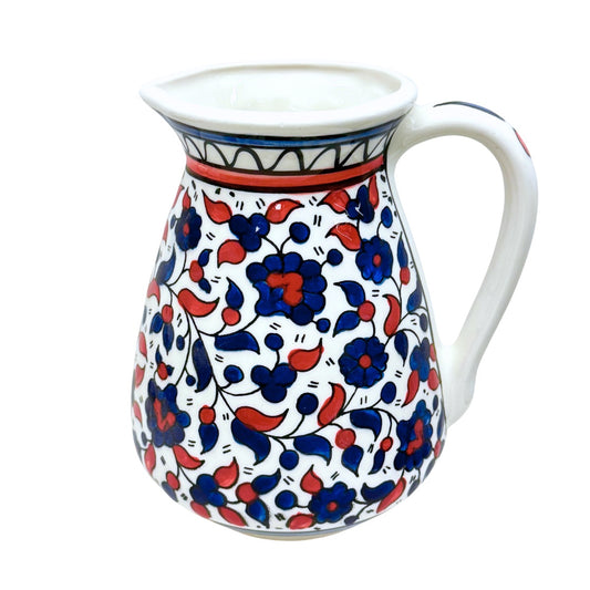 Ceramic Pitcher- Blue & Red