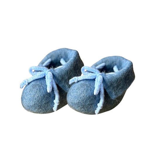 Handmade Felt Baby Slippers - Blue