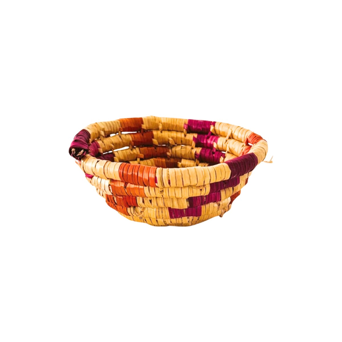 Basket by Women in Salfit (6") - Magenta/Orange