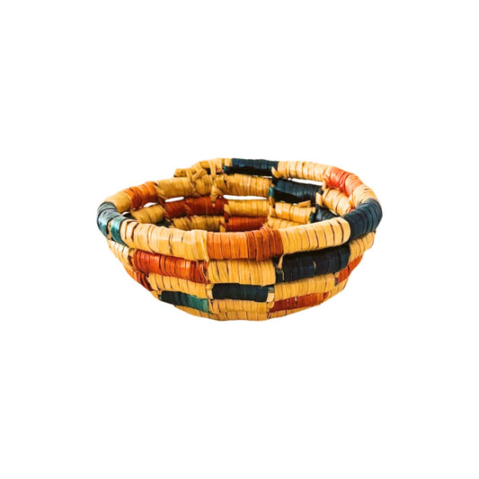 Basket by Women in Salfit (6") - Green/Orange