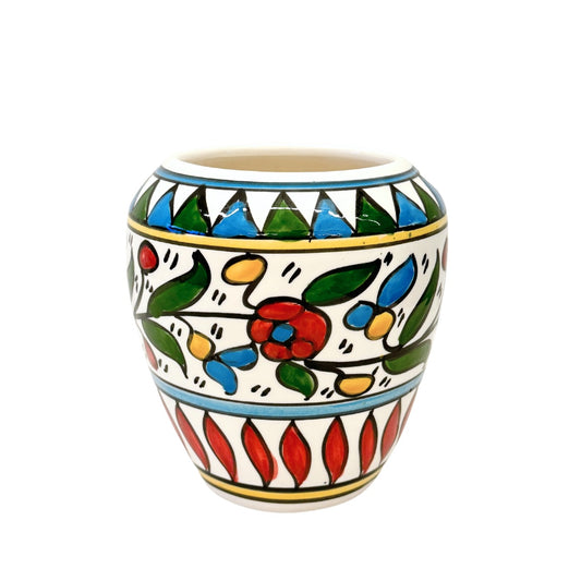 Ceramic Flower Pot - Multicolor/Red