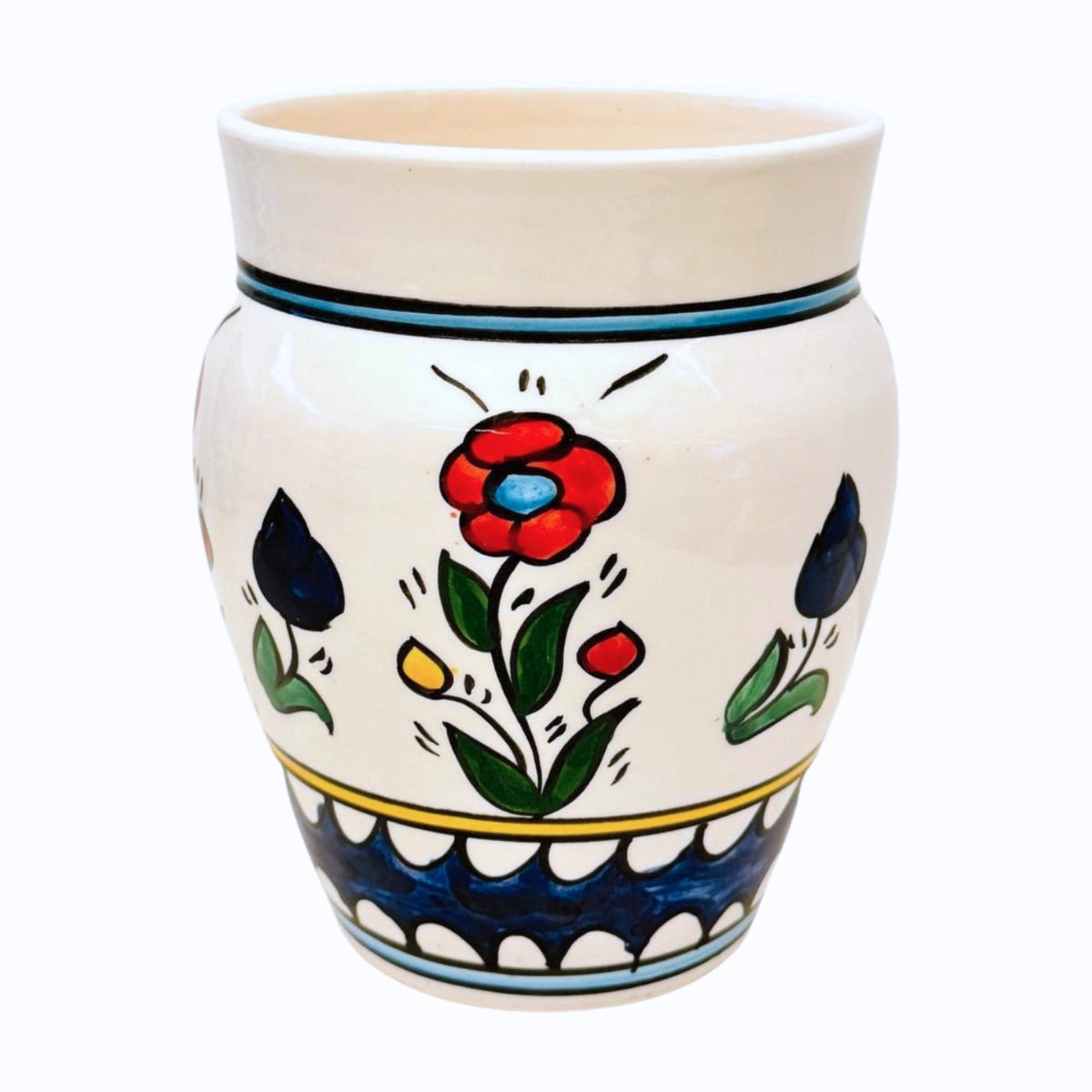 Ceramic Flower Pot - Poppy/Blue