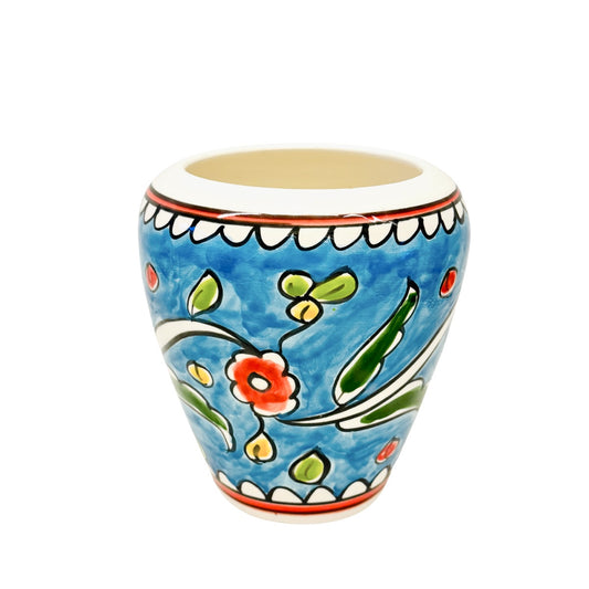 Ceramic Flower Pot - Sky Blue/Poppy