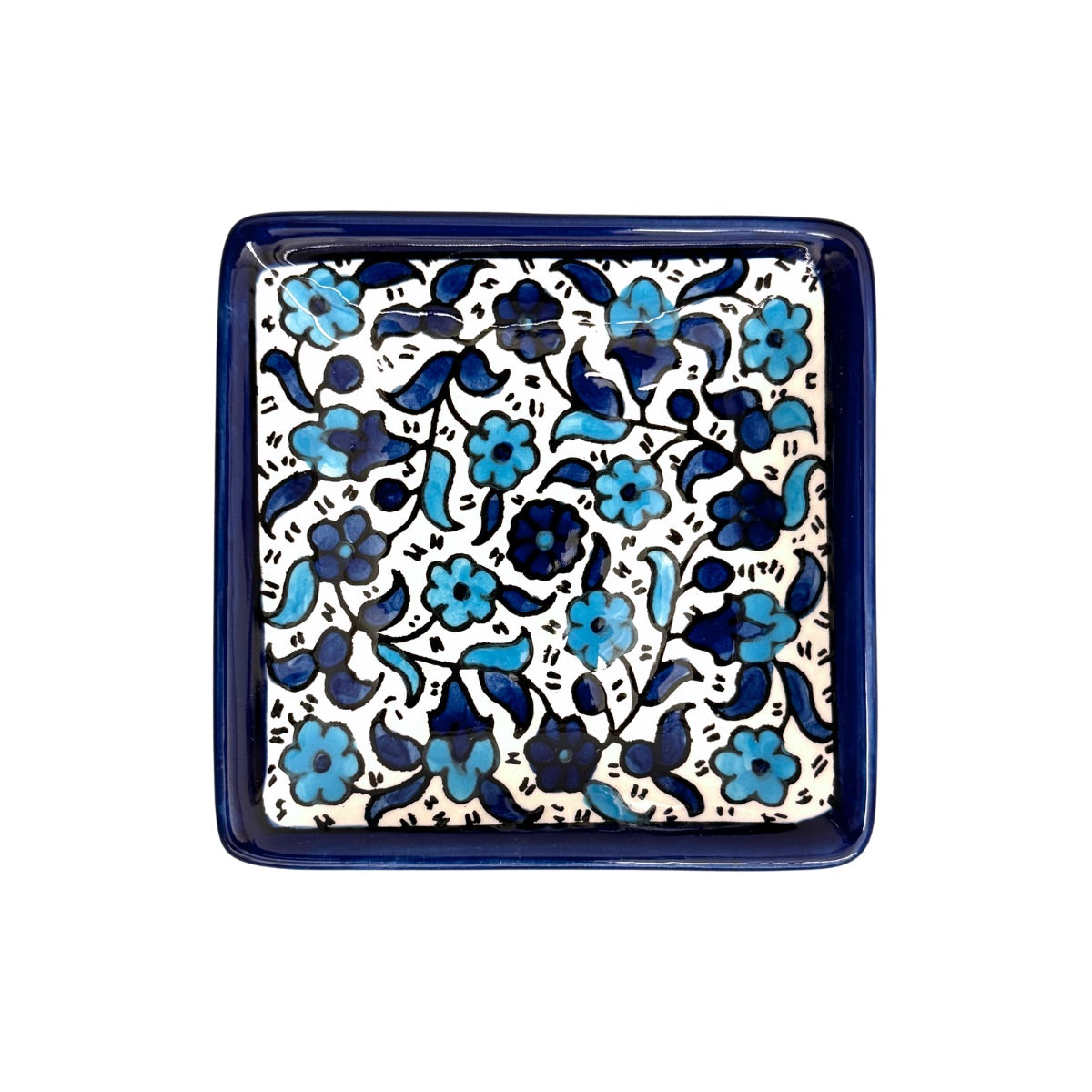 Ceramic Square Dish (4”) - Blue & Blue