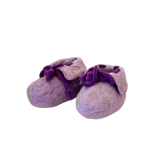 Handmade Felt Baby Slippers - Lavender